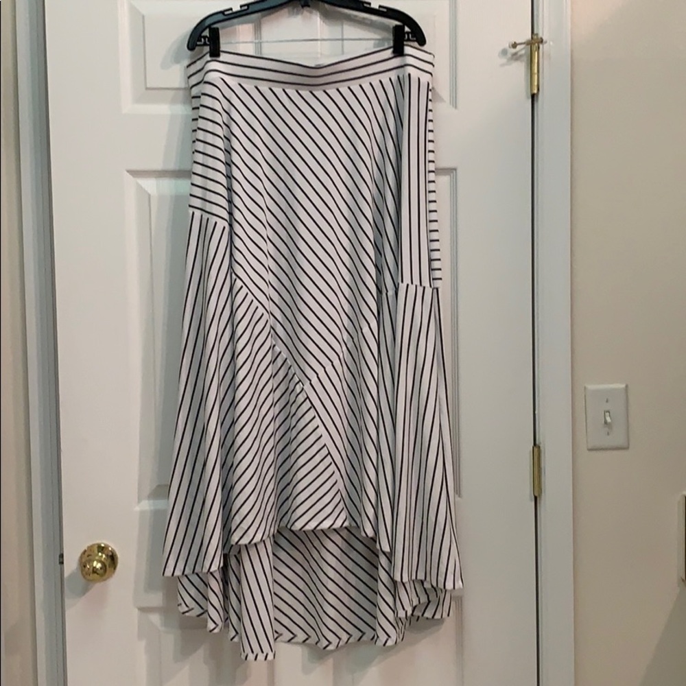Striped high-low maxi skirt